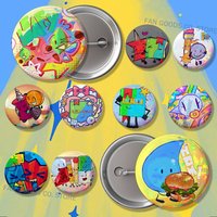 For Dream I-Island BFDI Brooches for Backpack Accessories 25mm,32mm,48mm,58mm,75mm Round Enamel Pins Cartoon Badge