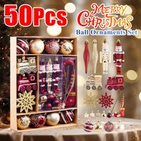 50Pcs Christmas Tree Balls Ornaments Set Shatterproof Christmas Tree Hanging Baubles Colorful for Holiday Wedding Party Decor