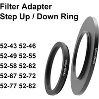 Camera Lens Filter Adapter Ring Step Up or Down Ring Metal For 52mm lens - 43 46 49 55 58 62 67 72 77 82mm UV ND CPL Lens Hood