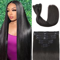 Clip in Hair Extension Human Hair 10-28 Pouces Extension Clip Cheveux Humains 8 pcs/set Extensions Cheveux Humain Hair Livraison 3 Jour France