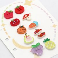HENGC 10Pcs Fruit Shape Cartoon Resin Buttons for Clothing Girl Shirt Dress DIY Hairpin Decorations Phone Case Accessories