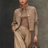 2026 Spring Summer Fashion New Jacket High Collar Button Knitted Sweater Cardigan Coat