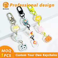 Custom Keychain Clear Glitter Holographic Epoxy Acrylic Phone Keychain Cartoon Anime Charms Personalized Connected Keychains