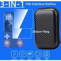 2Glass+1Bag For R36 Ultra game console storage bag EVA shell resistant scratch resistant screen film