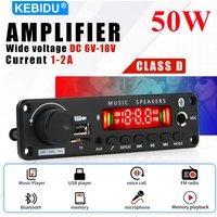 KEBIDU 50W Amplifier MP3 WAV Decoder Board Car Bluetooth MP3 Player Wireless Music Player Mic TF Card Slot USB FM Volume Control