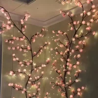 Cherry LED Tree Branch Lights for Wall Cherry Blossom Willow Vine Twig Decor Garland Christmas Decorations Indoor Home Wall Door