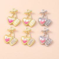 Leslie 4pcs 13*19mm Exquisite Crystal Pearl Cherry Charms for Earrings Necklace Pendants Women Jewelry Accessories Handmade diy