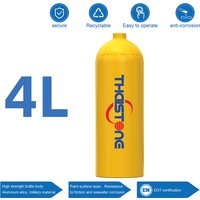 1PC TPED Scuba Tank (No Regulator), 4L Aluminum Cylinder Gas Cylinder CO2 Bottle 3000psi/200bar/20Mpa M18*1.5 for Diving