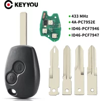 KEYYOU Remote Key For Renault Duster Modus Clio 3 Twingo DACIA Logan Sandero Kangoo 433MHz PCF7947 PCF7946 Chip 2 Buttons