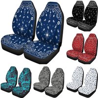 Car Seat Covers Colorful Scarf Blue Paisley Pattern Bandanna Border Floral Set of 2 Accessories Protectors Car Decor Universal