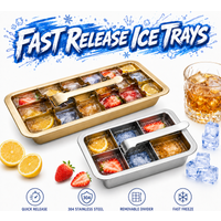 6/18 Cavity Quick Freezing Stainless Steel Ice Tray Lever Release Metal Cube Maker Mold Reusable Box For Cocktail Drinks