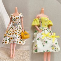 30cm/11.5inch doll dress, sunflower/floral skirt, early spring pastoral off-the-shoulder floral princess dress, sweet sunflower