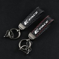 Car Keychain Carbon Fiber Leather Key Chain Pendant Keyring Horseshoe Buckle for Jaguar E-pace F-pace I-pace XEL XJ Accessories