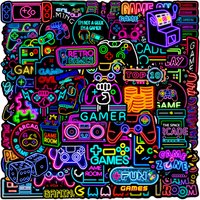 50/100 Pcs Neon Arcade Doodle Stickers for Motorcycle Laptop Skate Tablet Suitcase File Holder Phone Waterproof Decals