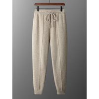 Autumn and Winter Thickened High Waisted 100% Merino Wool Men's Pants Small Leg Pants Casual Business Knitted Sweatpants Warm