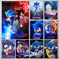 Game Sonic Poster Self-adhesive Art Waterproof Paper Sticker Coffee House Bar Room Wall Decor
