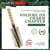2 Styles Cork Handle Boar Bristle Hair Brush Women Curling Barrel Styling Comb Anti-Static Wood Handle Round Hair Brush