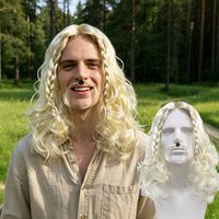 Men's Blonde Viking Synthetic Wig with Braids and Mustache, Medieval Warrior Style Hair for Cosplay and Halloween Costume