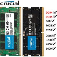 Crucial Memory Laptop RAM DDR5 DDR4 32GB 16GB 8GB 2666 3200 5600 4800MHz PC5-44800 38400 PC4-25600 21300 SODIMM Notebook RAMs