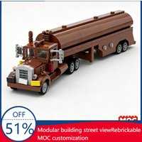 539PCS MOC Peterbilt 281 And Tanker From The Movie Duel Truck Building Blocks Educational DIY Assembly Toy Gift For Collection