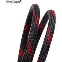 1~50m Black-Red Cross PET Braid Sleeves 2/4/6/8/10/12/14/16/20/25/30mm High Density Insulated Snake Skin Cable Wrap Sheath