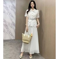 Lace Chiffon Two Piece Sets Women Midi Long Dresses Suits 2023 Summer New Luxury Brand Evening Party Prom Dress Female