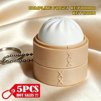 1~5Pcs Dumpling Fidget Keyboard Keychain Clicker Keycap Keychain Crisp Click Sound Stress Relief Keyring School Teacher Gift