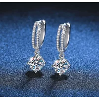 Delicacy 18K White Gold Platinum PT950 Earrings moissanite earrings classic four claw D color 1 carat earrings for women