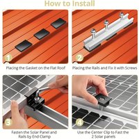 12/6pc Solar Panel Bracket Mounting Brackets Mid and End Clamps and Rails Kit for Flat Roofing Solar Panels of PV Multiple Sized