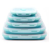 1/3/4PCS Set Foldable Silicone Food Lunch Box Fruit Salad Storage Food Box Container Dinnerware Conveniently Lunch Box DC05