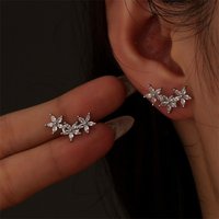 Snow Flower Cubic Zirconia Stud Earrings Gorgeous Female Wedding Party Fashion Ear Piercing Accessories New Jewelry