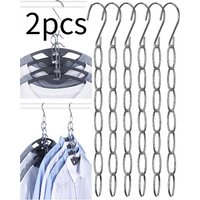 2pcs Hangers Space Saving, Metal Chain Clothes Hanger Organizer With 7 Slots, Magic Foldable Multiple Hangers