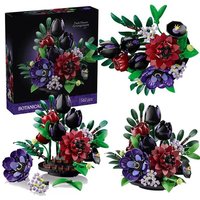 Kreative Advents-Bauklötze 2026 für Blumensträuße mit Phalaenopsis und 24 verschiedenen Blumenarten, DIY-Bausteine-Spielzeug mit 24 verschiedenen Blumenarten