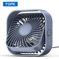 TOPK USB Desk Fan,Strong Airflow &Quiet Operation,Three-Speed Wind Small Fan,360° Rotatable Head for Home Office Table & Deskto