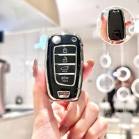 Fob Keyless Shell 4 Buttons TPU Car Key Case Cover For Hyundai Santa Fe Solaris Genesis Azera I40 I35 Elantra Tucson KONA I30