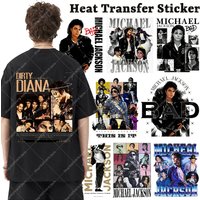 Fashion Classic MJ Pattern Iron on Patches Michael Jackson Heat Transfer Sticker Creative Clothes Appliques DIY Bag Decal Gifts
