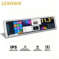 LESOWN 11.3 Inch 440x1920 USB-C Aluminum Sub-screen 500nit Portable Strip Display Hardware Monitor for Windows Desktop