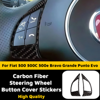 Carbon Fiber Steering Wheel Button Cover Stickers for Fiat 500 500C 500e Bravo Grande Punto Evo Auto Interior Decor Accessories