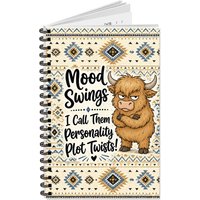1pc, hot-tempered Highland cow, notebook, colleague gift, new work journal, 50 sheets lined diary, black humor spiral notebook