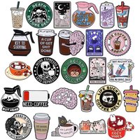 Iced Coffee Addict Collection Enamel Pins Serotonin Booster Brooches Skull Tarot Card Badge Bookworm Caffeine Brain Jewelry Gift