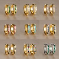 2PCS Multicolor Zirconia Small Huggie Hoop Earrings Stainless Steel Cartilage Earrings Helix Tragus Piercing Jewelry 8mm