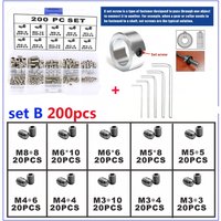 100/200pcs 304 Stainless Steel Allen Head Socket Hex Set Grub Screw Bring a wrench tool Cup Point Assortment for Hardware Tools