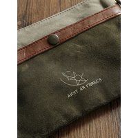 Washed Heavyweight American Retro Military Canvas Phone Bag Casual Crossbody Leather Strap Men's Shoulder Bag Soft Square Shape
