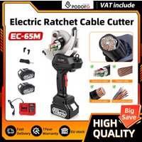 Kit de coupe-câbles électrique sans balais Podofo 18 V CC, 50 mm, 65 mm, ciseaux à câbles à cliquet ACSR, outil de coupe portatif pour électriciens, comprend 2 batteries et un chargeur.