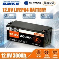 Akumulator GSIKE LiFePO4 do kamperów i systemów solarnych 25,6 V 100 Ah 2560 W 12,8 V 300 Ah 3840 W 12,8 V 100 A 1280 W Maks. 10-letnia żywotność z BMS A+ Zamiennik AGM RC