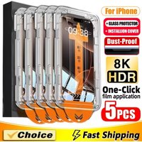 Dust Free Easy Installation Screen Protector For iPhone 15 16 14 13 11 12 17 Pro Max 16E Air SE Mini 7 8 Plus XR Tempered Glass