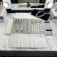 Travel Jewelry Organizer Portable Velvet Ring Earrings Pendant Necklace Holder Bracelet Carrying Storage Bag Foldable Roll Pouch