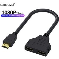 HDMI Splitter Adapter Cable 1 Male To Dual HDMI-compatible 2 Way Female Y Splitter Cable 1 in 2 Out for Laptop TV Monitor