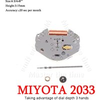 3 Hands Miyota 2033 Quartz Movement Superior Hand Height Ideal For Deep Dial Watch Design & Daily Watch Mechanism Replacement
