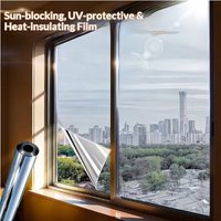Silver Sun Protection and Heat Insulation Film Glass Sticker,Sun Blocking Anti UV Reflective Mirror Window Tint for Home and Off